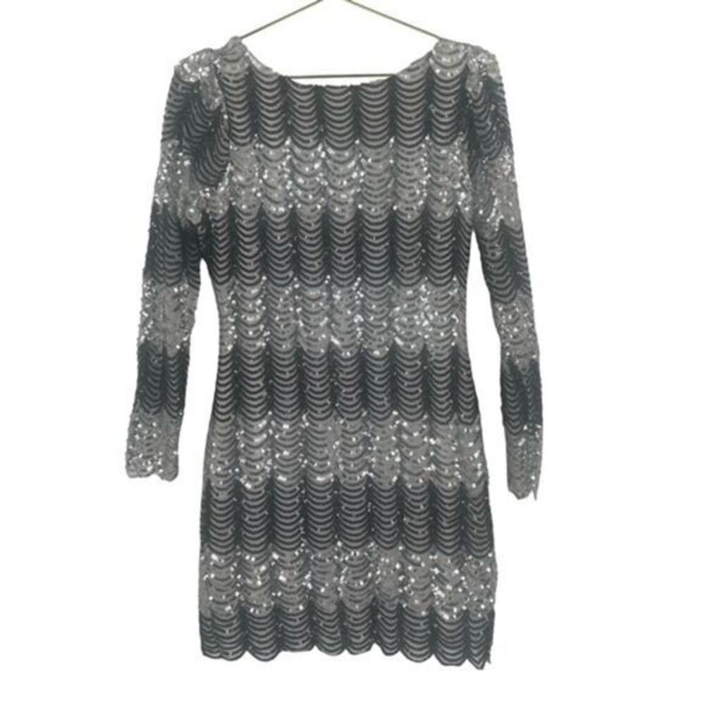Charlotte Russe Metallic Long Sleeve Dress Sequin Sparkly Party Dress large